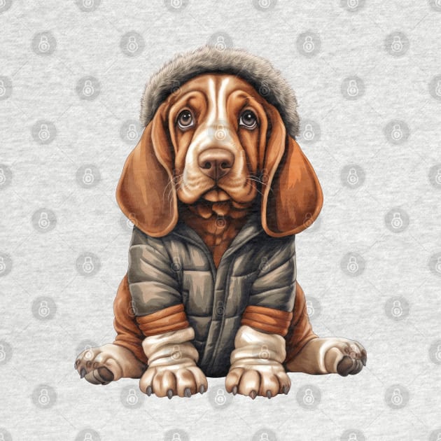 Winter Basset Hound Dog by Chromatic Fusion Studio